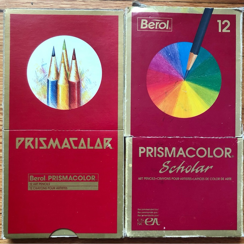 Vintage 1990’s 2 Used Sets of Berol Prismacolor Art Pencils Coloured Pencils